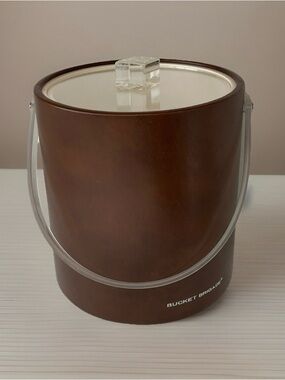 Vintage MCM Morgan Designs Bucket Brigade Brown Faux Leather USA